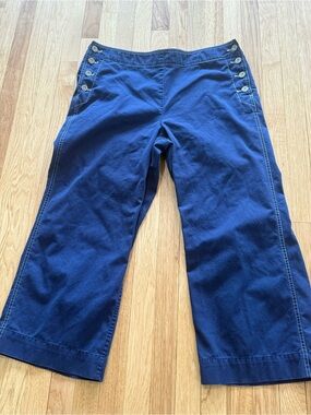 Ralph Lauren Jeans Company - Navy Wide-Leg Button-Accent Women's Pants - Size 16